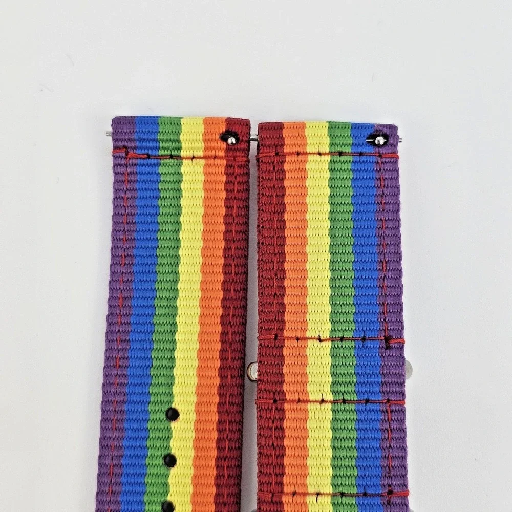 22MM Rainbow Multicolor Canvas Nylon Watch Bands Quick Release‎ Two-Piece Straps
